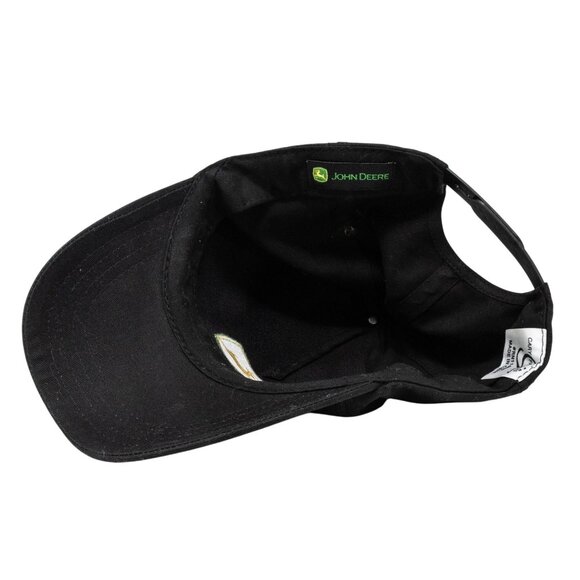 John Deere Black Snapback Hat Adjustable Embroidered Logo Cotton Adult - Picture 5 of 5